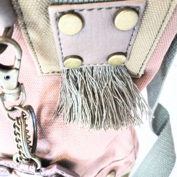 Chala Patch Women's Canvas Crossbody Messenger Bag With Cute Dog Keychain Mauve - Picture 6 of 10